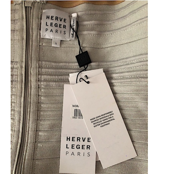 The Metallic Isla Strapless Body-Con Bandage Minidress Herve Leger - Picture 8 of 12